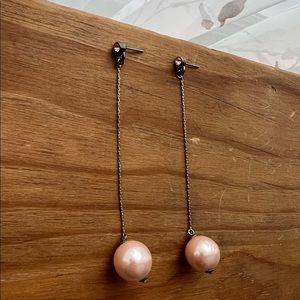 Peach Faux Pearl Drop Earrings